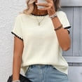 thumbnail image 5 of Women's Ribbed Sweater Crew Neck Short Sleeve Loose Fit Knit Pullover Tops 2026 Spring Summer Trendy Casual Clothes, 5 of 7