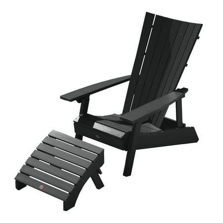 Highwood 2-pc Manhattan Beach Adirondack Set with Folding Ottoman - Outdoor, Eco-friendly, Synthetic Wood