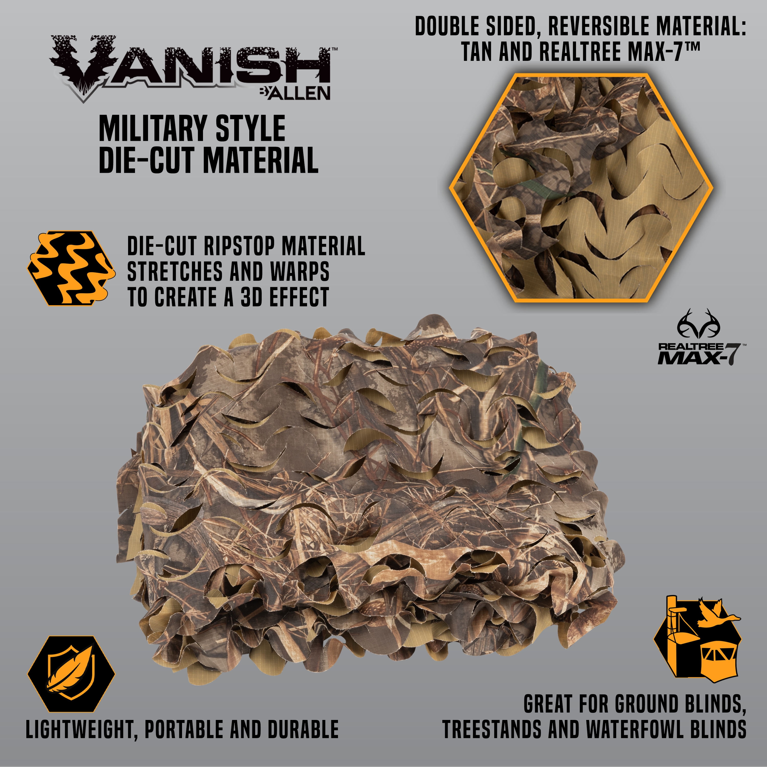 Allen Company Die-Cut Camo Material, 9.8' x 58,” Tan/Realtree Max