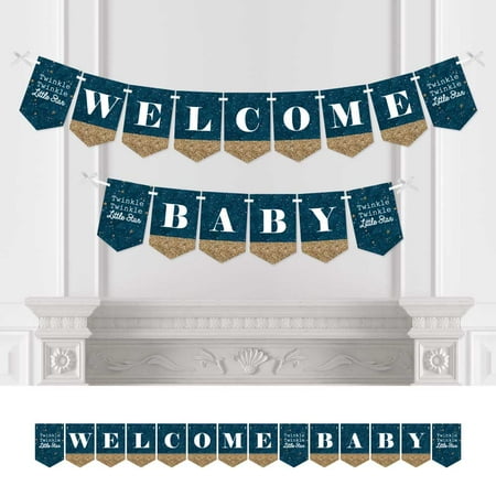 - twinkle twinkle little star - baby shower bunting banner - blue party decorations - welcome baby