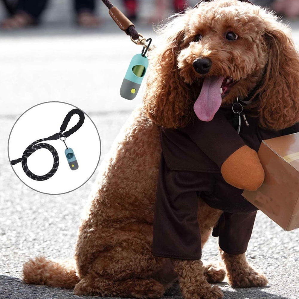 Dog Poop Bag Dispenser with Built-in LED Flashlight and Metal Clip - Main Image