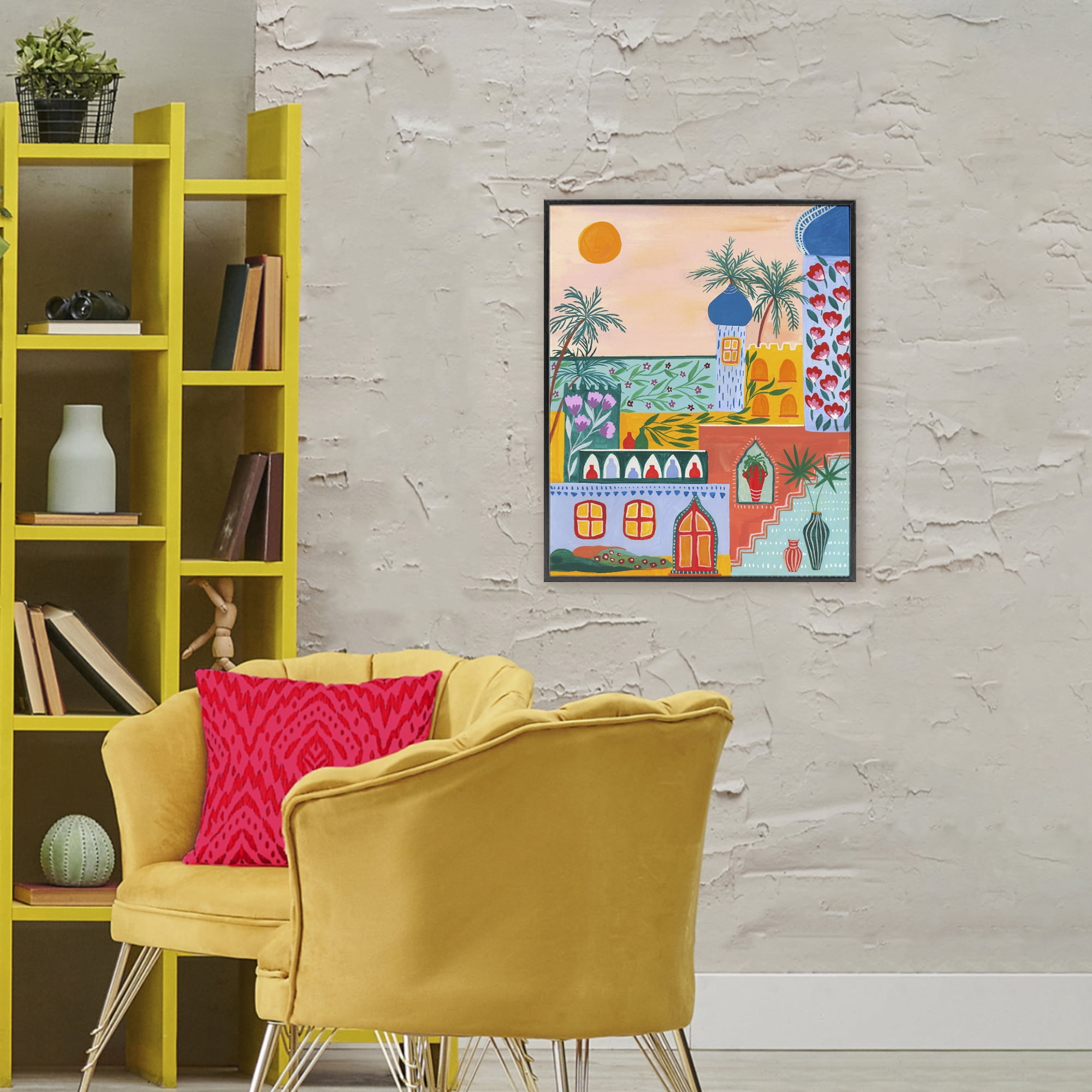 Egyptian City Architecture Black Framed Giclee Art, design by Nabeela Rumi