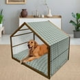 thumbnail image 2 of Floral Pet House, Abstract Damask Inspired Desgin Floral and Ornamental Background, Outdoor & Indoor Portable Dog Kennel with Pillow and Cover, 5 Sizes, Blue and Taupe, by Ambesonne, 2 of 4