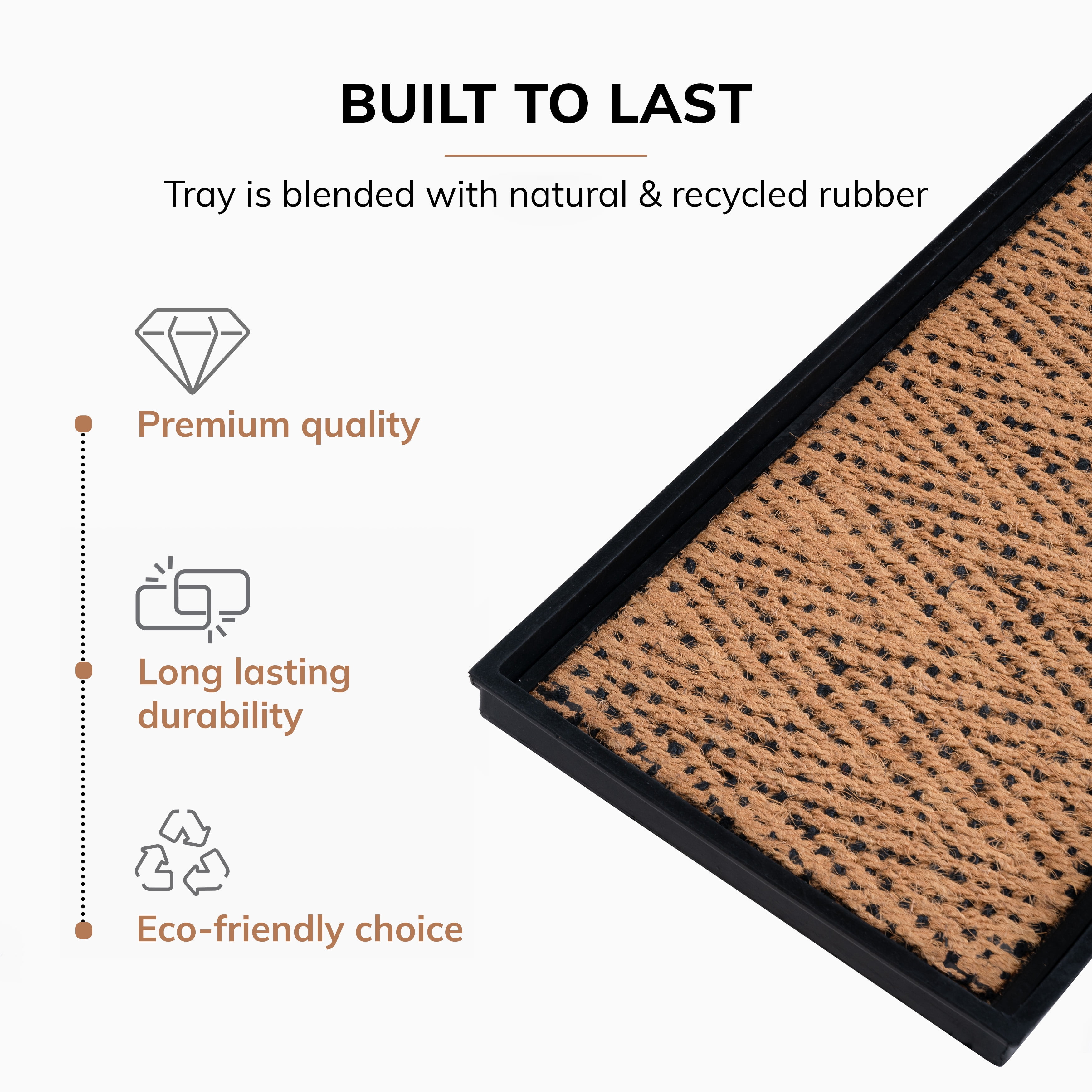 Natural & Recycled Rubber Boot Tray with Tan & Black Coir Insert