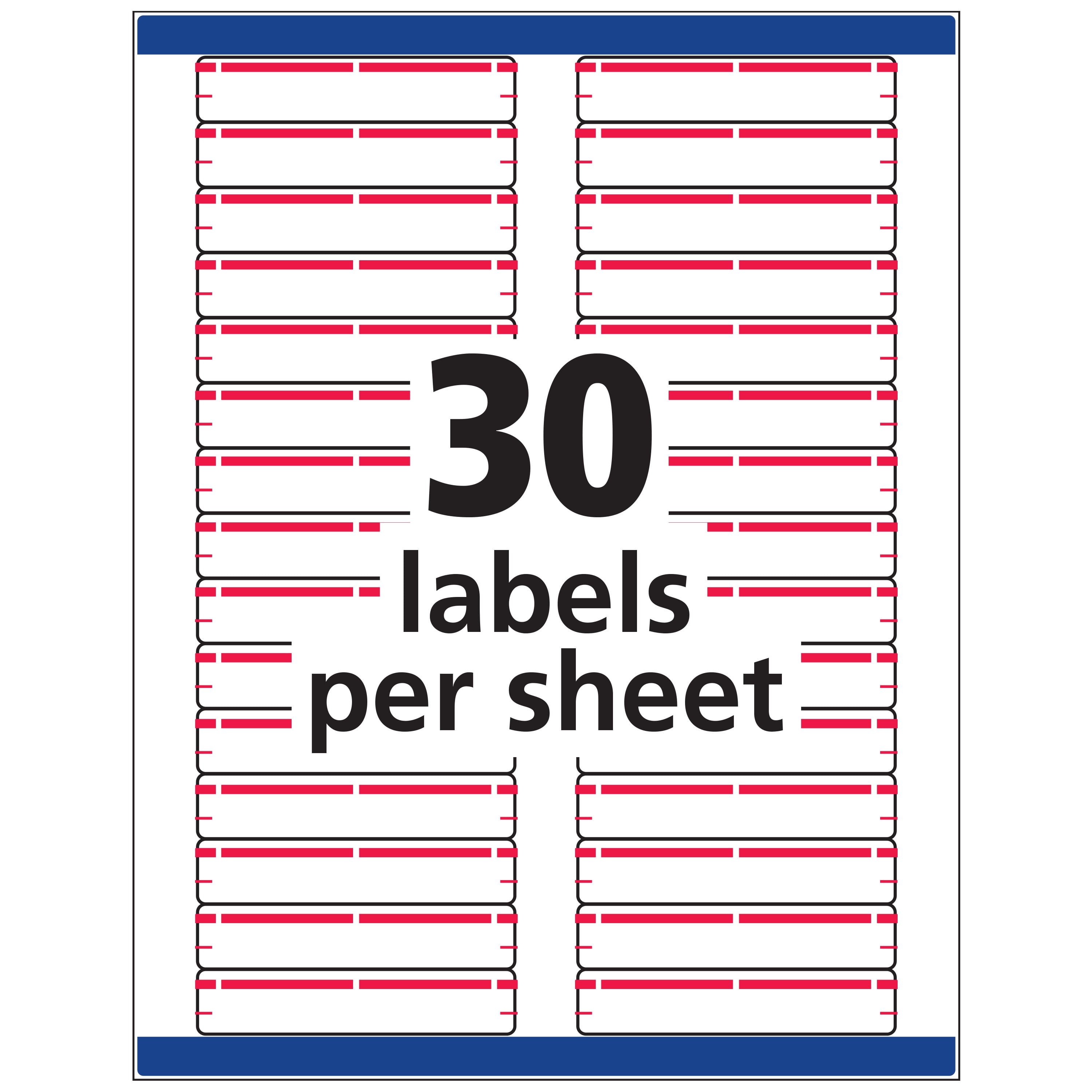 Avery File Folder Labels, 2/3" x 3-7/16", White/Red (5066)