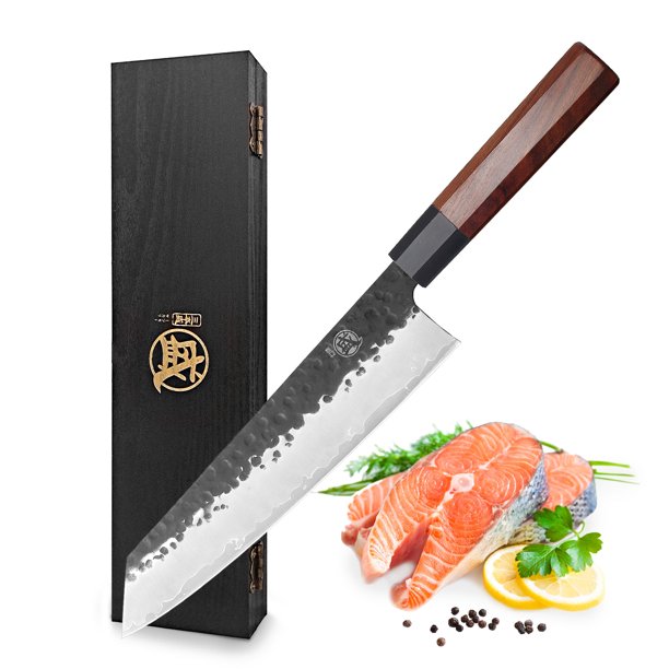 MITSUMOTO SAKARI 9 inch Japanese Kiritsuke Chef Knife, High Carbon