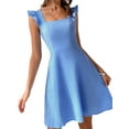 thumbnail image 2 of Franhais Women Summer Slip Mini Dress, Fly Sleeve Square Neck Backless A-line Dress for Party, 2 of 7
