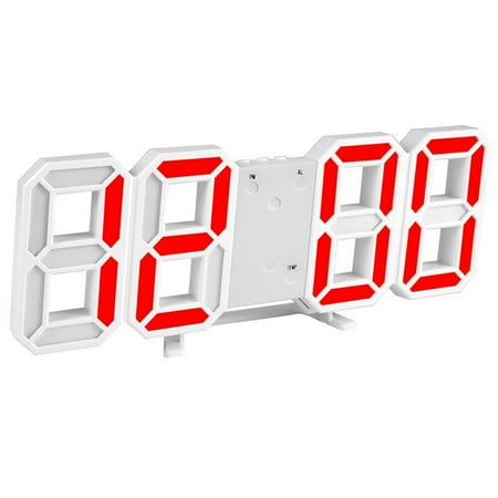 

Tiyuyo Modern LED Digital Clock 3D Electronic Wall Clock Luminous Nightlight Decor(Red)