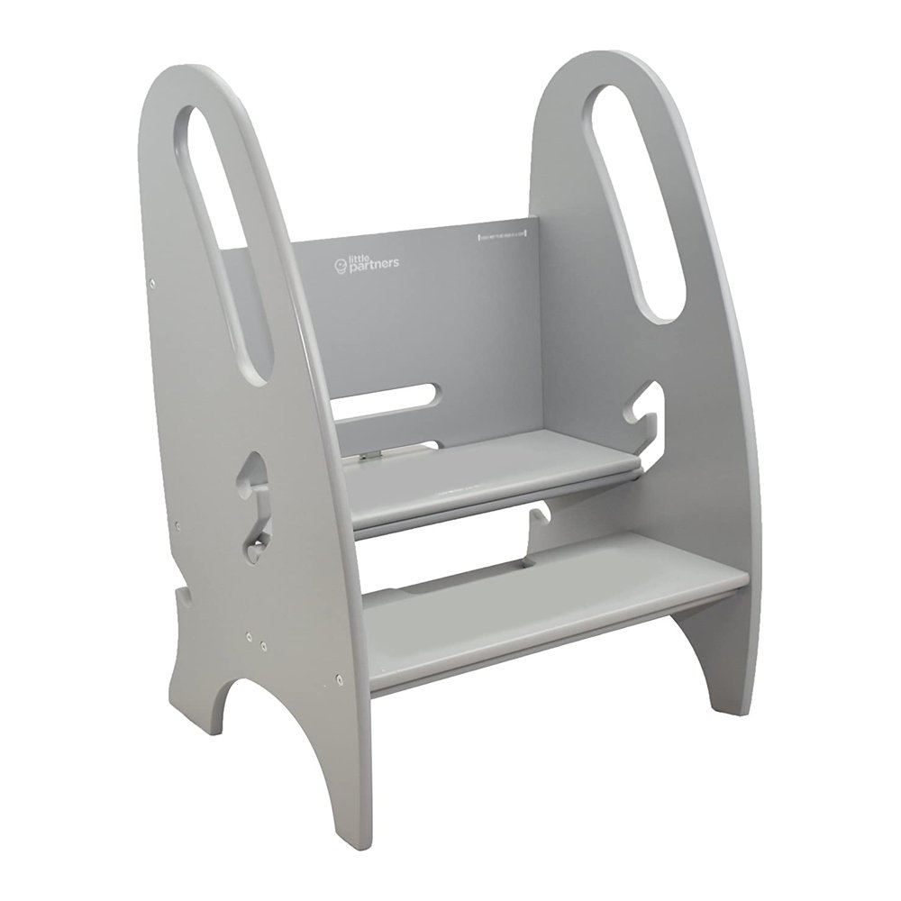 Little Partners Growing Adjustable Height Wooden Step Stool, Earl Gray