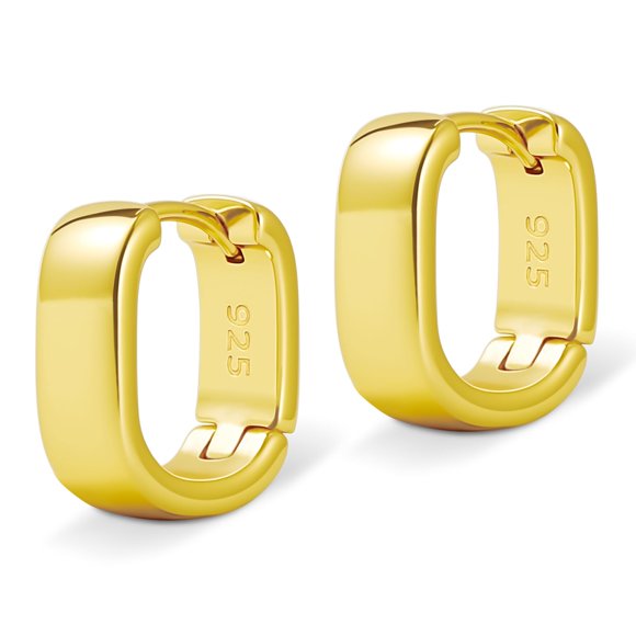 Pendientes Goluck de plata 925 chapados en oro de 14 quilates pequeños
