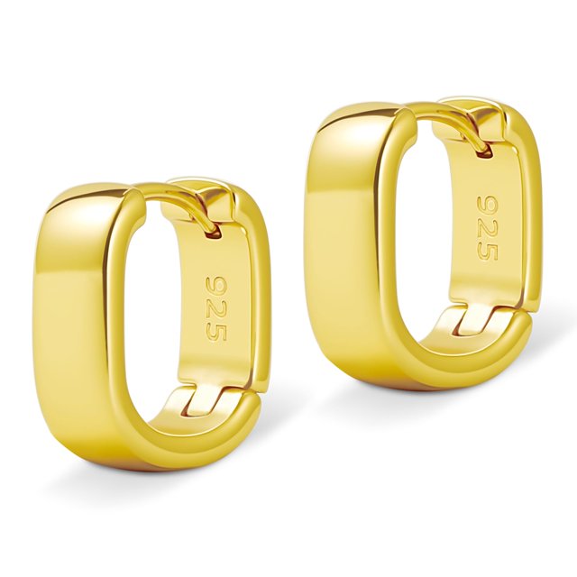 Pendientes Goluck de plata 925 chapados en oro de 14 quilates pequeños