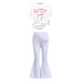 thumbnail image 4 of Bjutir Girls Outfit Set Letter Print Short Sleeve Crew Neck Shirt With Bowtie Pants Set Summer Comfortable Toddler Kids Girls Outfit Size 10-11 Years White, 4 of 4