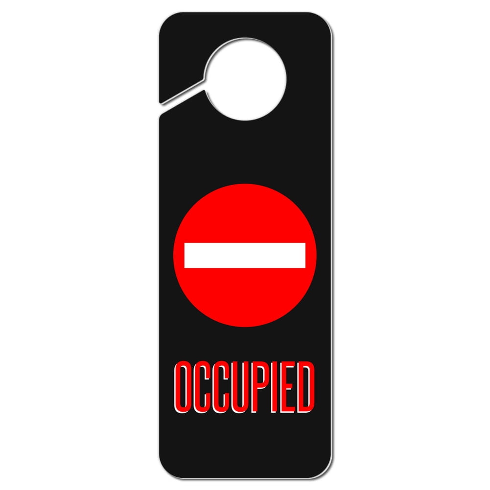Occupied Red Circle Plastic Door Knob Hanger Sign