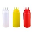 thumbnail image 2 of 3 botellas de ketchup recargables portátiles con atomizador, dispensador con tapa giratoria de 3 orificios, multicolor 360ml, 2 of 9