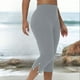 thumbnail image 4 of Pantalones de Yoga de Verano para Mujeres Capris de Cintura Alta Ligera, Pantalones de Gimnasio de Ajuste Delgado de Color Sólido, 4 of 9