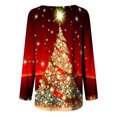 thumbnail image 5 of asdoklhq Christmas Clearance Clothing Under $5.00,Women Long Sleeves Floral Casual Shirts Solid O-Neck Pullover Loose Tunic Tops Christmas Tree Print Round Neck Long Dleeve Blouse, 5 of 5