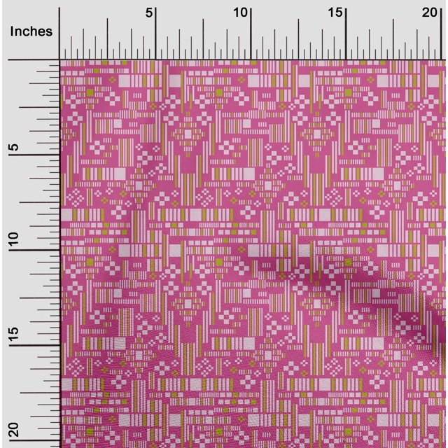 oneOone Cotton Cambric Fabric Stripe & Square Geometric Print Sewing Fabric BTY 56 Inch Wide