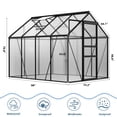 thumbnail image 3 of 6x8 FT Greenhouse Kit for Outdoors – Durable Aluminum Frame, Sliding Lockable Door, Adjustable Roof Vent, Gutter System, Easy Assembly 5-Black, 3 of 7