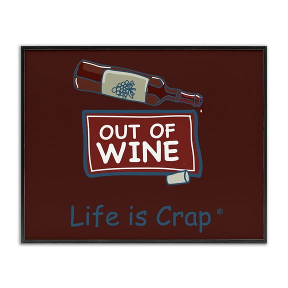 Stupell Industries Out Of Wine Bottle Novelty & Humor Painting Black Framed Art Print Wall Art, 14 x 11