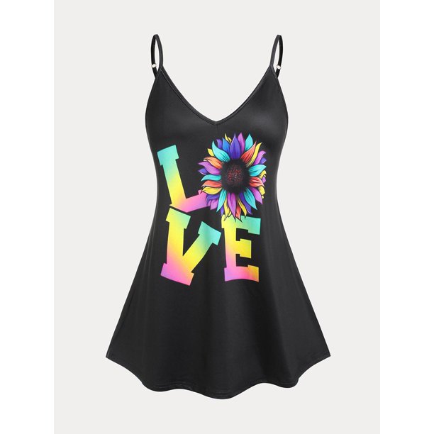 Tank Top con Estampado Gráfico en Talla Extra Rosegal Camisetas sin mangas de talla grande
