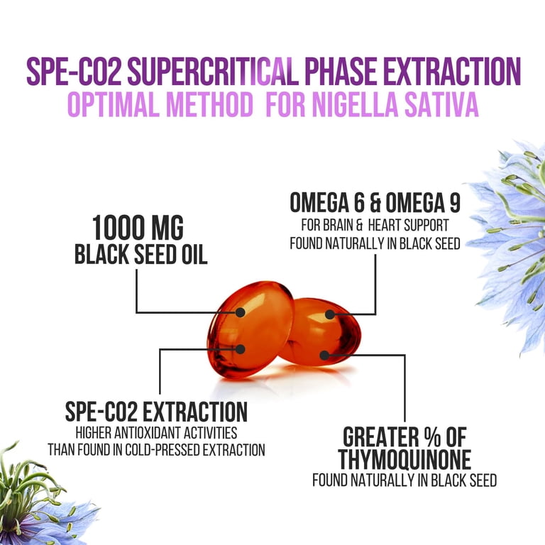 Organic Black Seed Oil Capsules - 1200mg Cold-Pressed, High Strength Thymoquinone For Immune & Joint Support-868317
