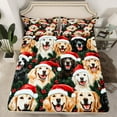 thumbnail image 2 of Manfei Lovely Golden Retriever Twin Sheet Sets,Merry Christmas Twin Fitted Sheet,Pet Animal Red Xmas Hat Flat Sheet For Boys Girls,Luxury Bedroom Decor,3pcs, 2 of 7