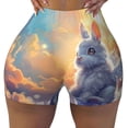 thumbnail image 2 of Fuzoiu Sunshine Colorful Cloud Rabbit Print Women's Workout Shorts,Workout Biker Shorts Women,Exercise Fitness Shorts,Scrunch Short, Athletic Shorts for Gym Yoga Running Sport Active-Large, 2 of 8
