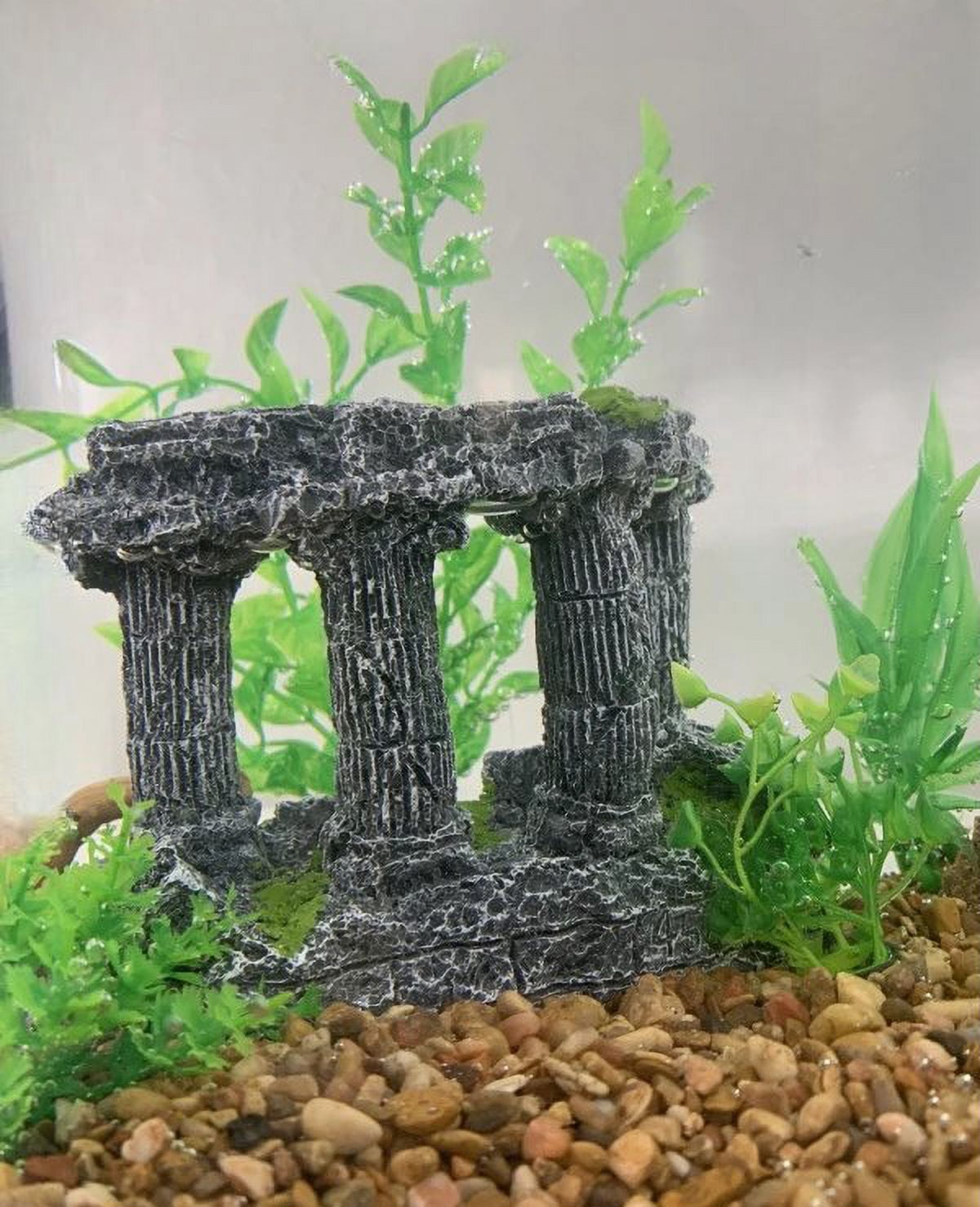 Aquairum Egyptian Decor with Pyramid Head, Sphinx Figure, Pillars Resins,Sunken Ancient Heritage, Fish Tank Decorations Ancient Ruins Miniature as Underwater Landscape,4PCS