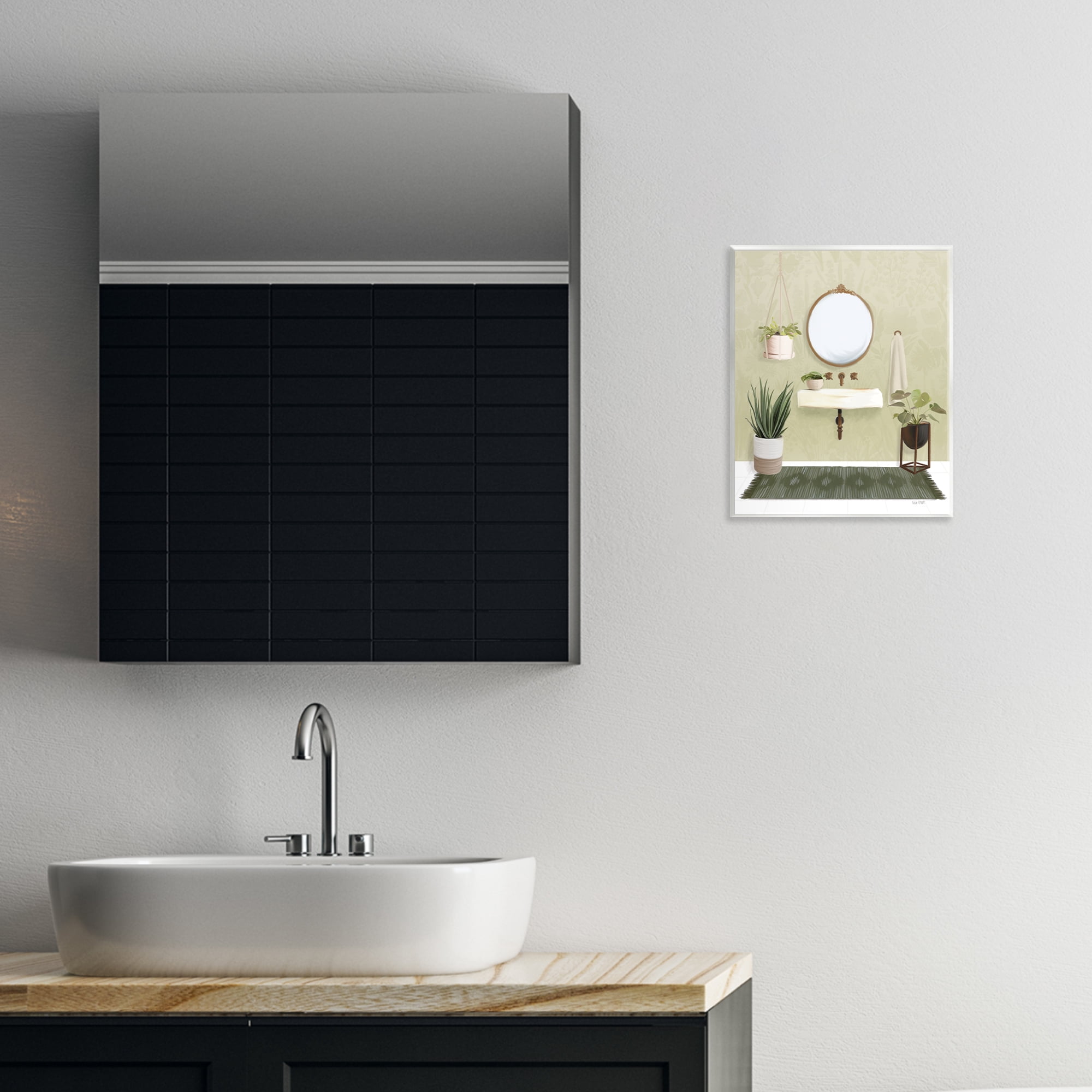 Stupell Industries Soothing Bathroom with Plants Bath & Laundry Painting Unframed Art Print Wall Art, 11 x 14