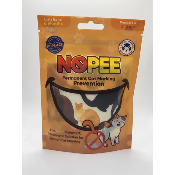 NOPEE The ONLY Patented, Permanent Solution for Indoor Cat Marking. Stops Cats from Marking - Eliminates a Cats' urge to Mark - Put Bag Down and Your Problem is Solved! (White with Cats)