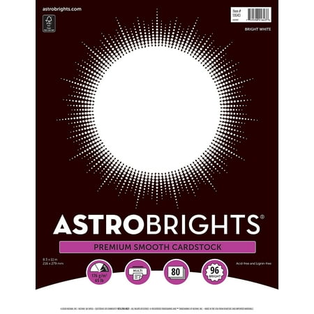 4 pack Staples Astrobrights Cardstock Paper 65 lbs. 8 1/2  x 11  White 80/Pack 91643