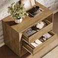 thumbnail image 5 of Tribesigns 35.43" Wide Nightstand, Oak Large Night Stand with Drawers, Farmhouse Oversized Nightstand Bedside Table, Oak, 5 of 6
