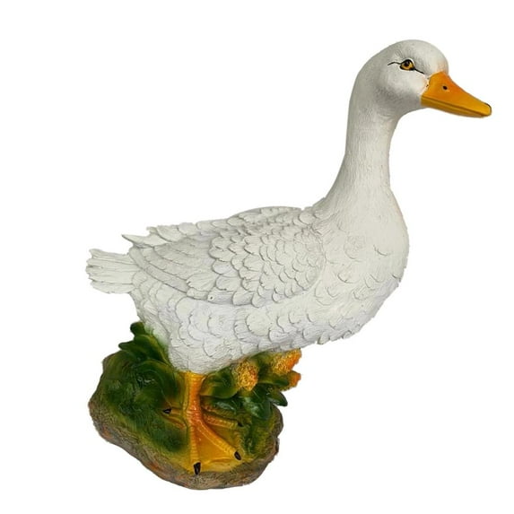 Garden Animal Sculptures Resin Duck Statue Farm Animal Figurine for Garden Yard Lawn Tabletop Display White