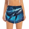 thumbnail image 2 of Pofeuu Colorful Ocean Whale Print Women's Athletic Shorts Running Workout Shorts Tummy Control Quick Dry Gym Shorts with Pockets Double layer sports shorts-Large, 2 of 7