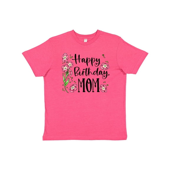 Inktastic Happy Birthday, Mom Pink Flowers Youth T-Shirt