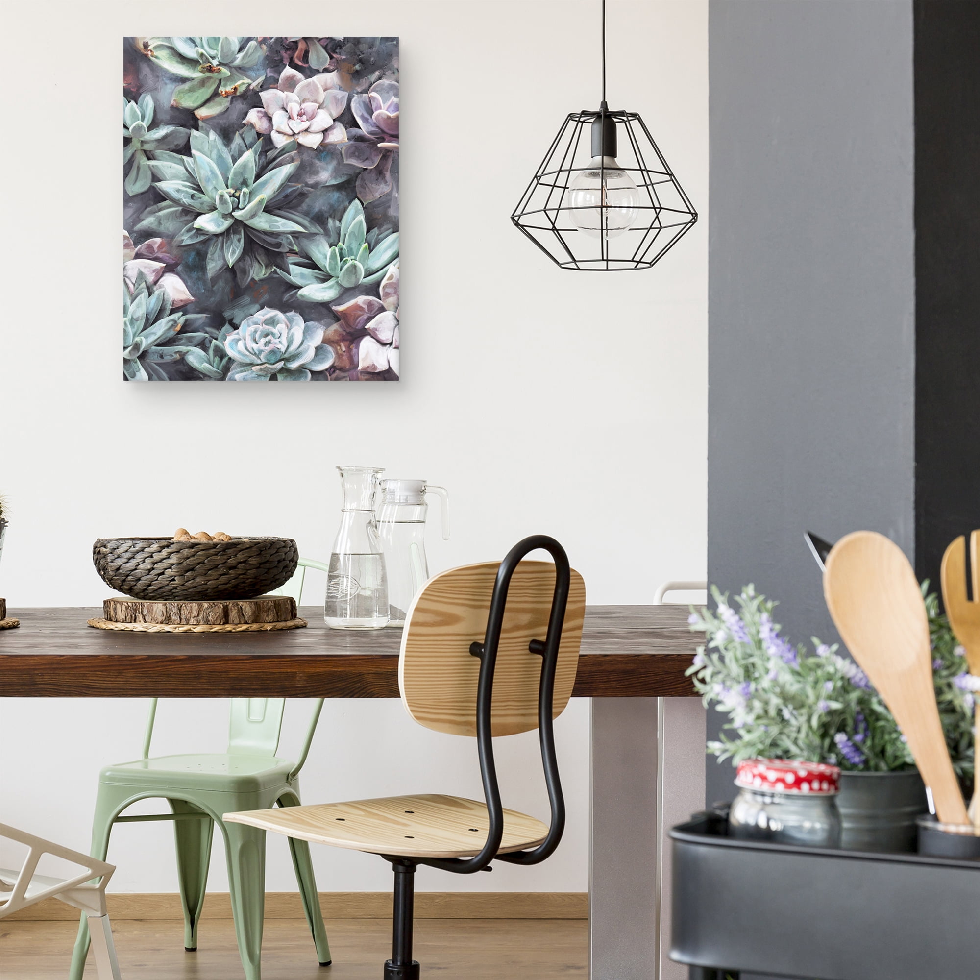 Succulents on Gray by Studio Arts Canvas Art Print