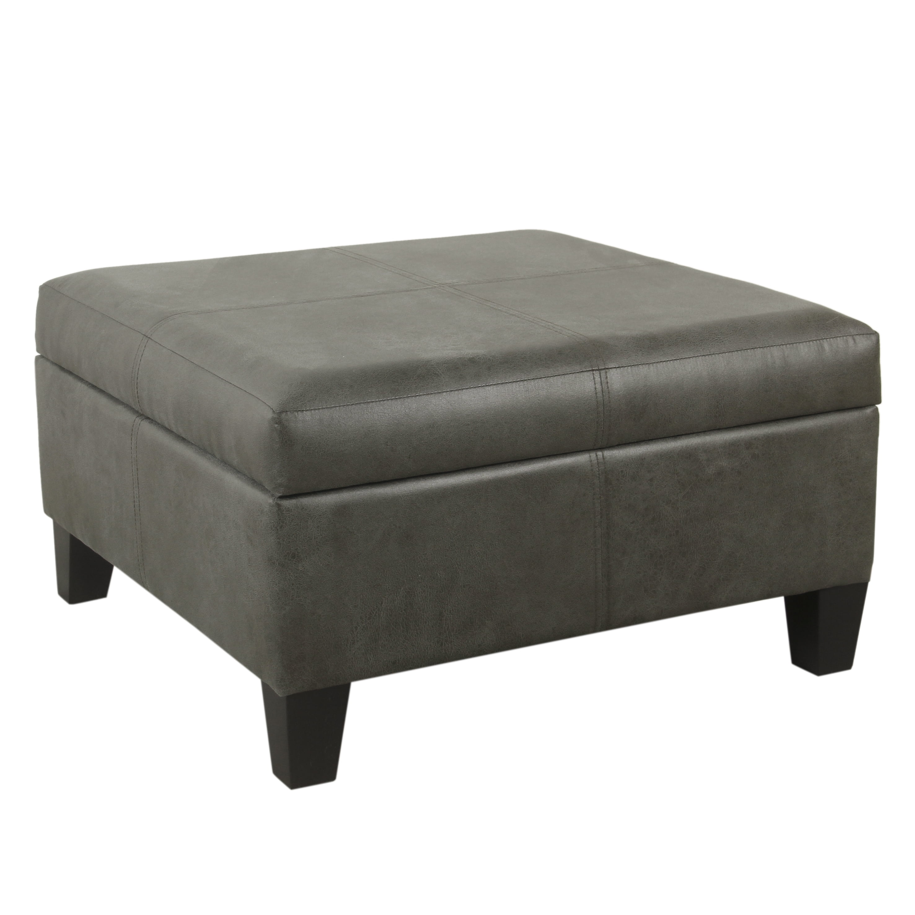 HomePop Luxury Large Faux Leather Storage Ottoman, Multiple Colors