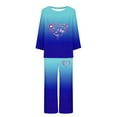 thumbnail image 4 of Timoontee Women's Breast Cancer Pajama Sets Gradient Long Sleeve Top and Loose Pants Sleepwear Sets 2 Piece Gradient Loungewear Blue 12, 4 of 4