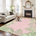 thumbnail image 3 of Pink Leaves Area Rug 5x7 Washable Rug Non Slip Green Summer Botanical Pastoral Large Area Rug Soft Stainresistant Indoor Floor Carpet for Living Room Bedroom Home Office Dining Room Nursery, 3 of 8