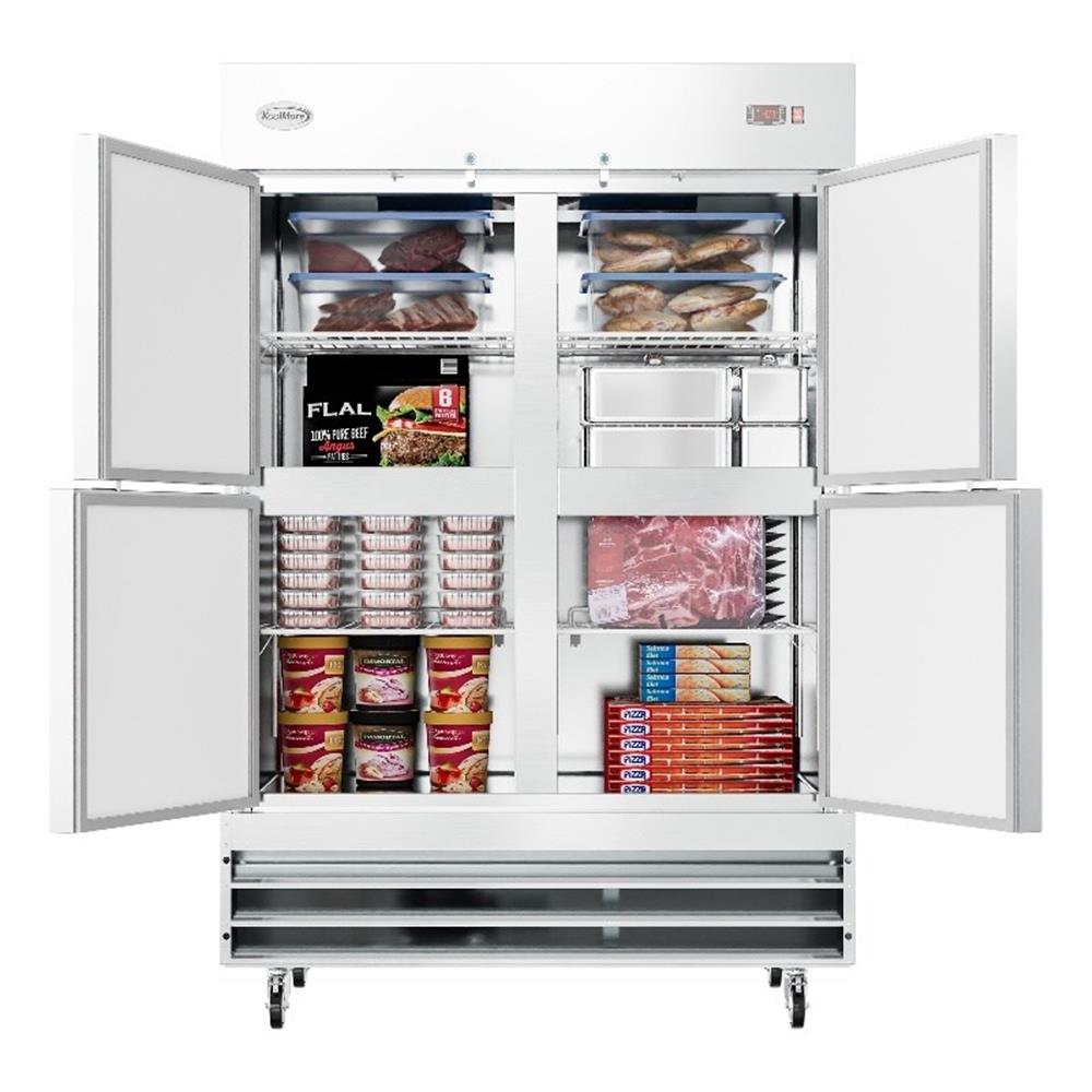 Pemberly Row 54" Commercial Stainless Steel Half Door Reach-In Freezer in Silver