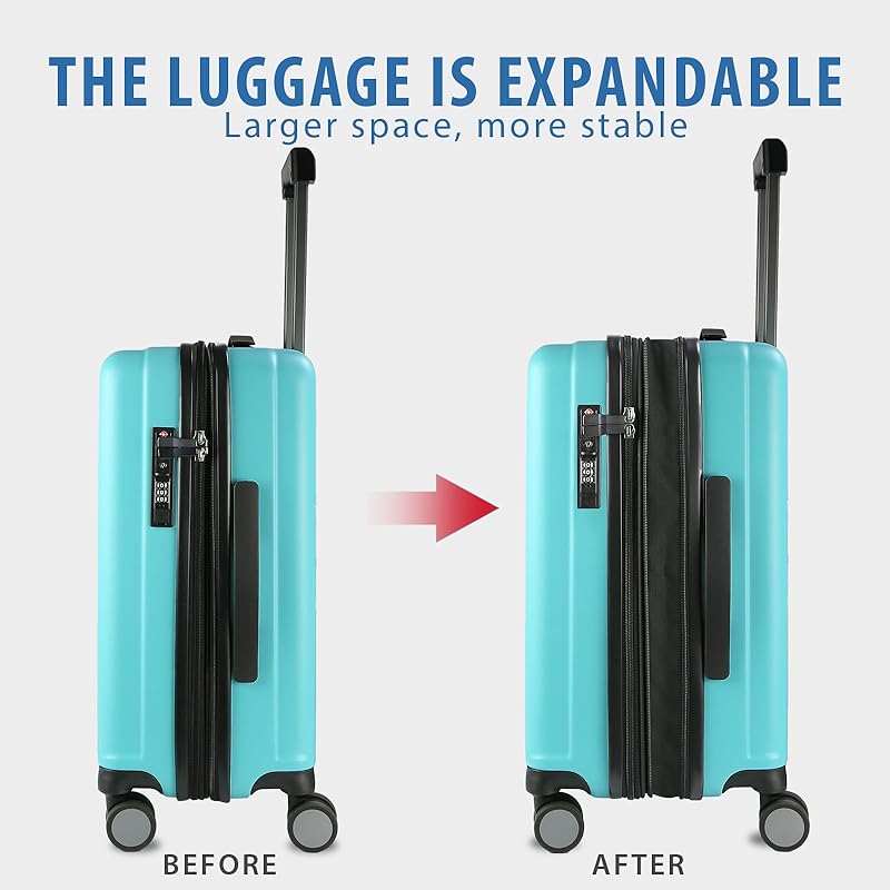 Hardside Expandable Carry On Luggage with Spinner Wheels & Built-in TSA Lock, Durable Suitcase Rolling Luggage with USB Port, Carry-On 20-Inch