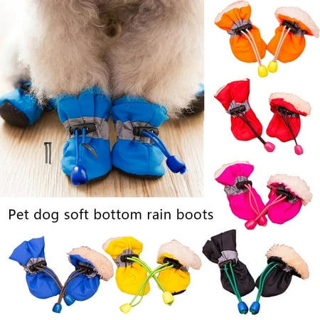 BETTERLIFE 4pcs/set Waterproof Winter Warm Pet Dog Shoes Anti-slip Rain Snow Boots Puppy US A5F7