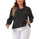 thumbnail image 1 of Camisas casuales elegantes de talla grande para mujeres GRACE & GRANDEUR, con botones, cuello en V, de manga larga, blusas para trabajo y oficina, 3X, negras, 1 of 1