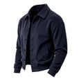 thumbnail image 4 of LODIENY Corduroy Button Down Cropped Shirt Jackets for Men with Pockets Long Sleeve Collared Vintage Trendy Overshirt Navy XXL, 4 of 8