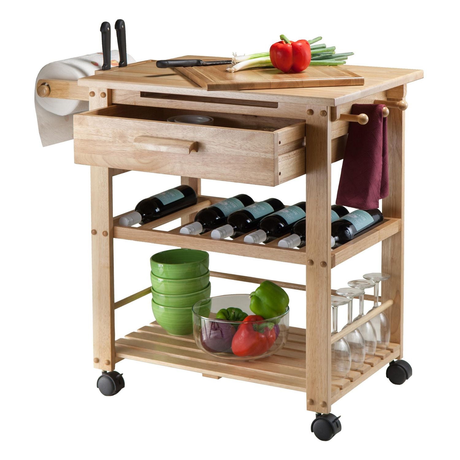 Winsome Finland Kitchen Cart in Natural Finish -83644