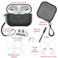 thumbnail image 2 of Funda Alto Brillo y Kit Accesorios Gadget Collection Mx Para airpods Pro 9 Piezas negro, 2 of 10