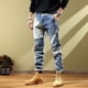 thumbnail image 5 of Pantalones vaqueros para hombre, estilo harén cónico, estilo vaquero, elegantes, ajustados, corte de bota, de lujo, informales, holgados, elásticos, estilo Harajuku, tallas XS, 5 of 5