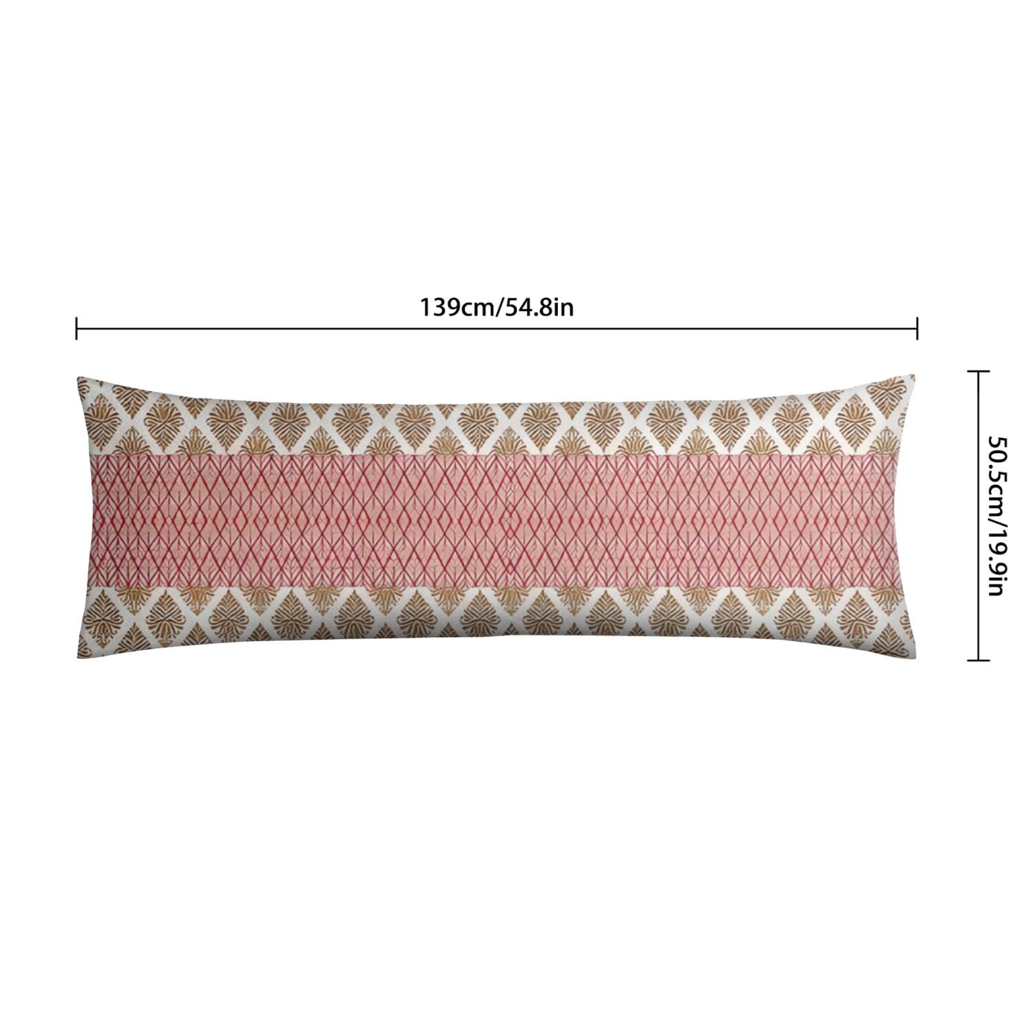 Bohemian Aesthetic Body Pillow Cover 20x54 - Vintage Long Pillow Case with Invisible Zipper - Geometric & Tribal Patterns - Breathable Maternity Pillowcase