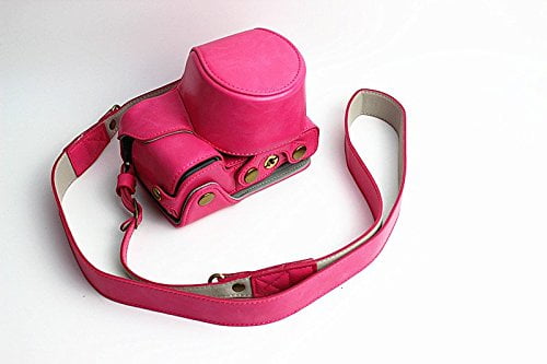 Full Protection Bottom Opening Version Protective PU Leather Camera Case Bag with Tripod Design Compatible for Sony ILCE6000 a6000 with Shoulder Neck Strap Belt Magenta Full Protection Bottom Opening Version Protective PU Leather Camera Case Bag with Tripod Design Compatible for Sony ILCE6000 a6000 with Shoulder Neck Strap Belt Magenta