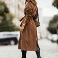 thumbnail image 4 of IROINNID Trench Coat for Women Winter Fall Warm Long Coat Waist Belt Overcoat Classic Trendy Trench Coat with Pocket,Brown, 4 of 8